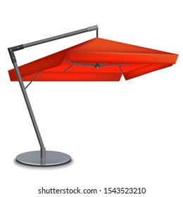 Realistic 3d Detailed Red Umbrella Cafes Side View. Vector illustration of Parasol for Restaurant, Cafe or Patio
