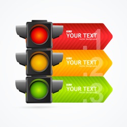Realistic 3d Detailed Road Traffic Light Banner Card Symbol Of Safety Rules Web Design Element. Vector illustration of Stoplight