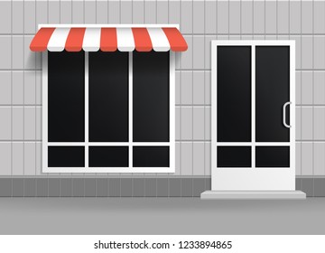 Realistic 3d Detailed Store Building Facade Architecture Construction for Presentation and Marketing Store or Shop. Vector illustration