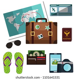 Baggage Ticket Passport Time Travel Vacation Stock Vector (Royalty Free ...