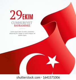 Realistic 3d Detailed Turkey Flag Background with Empty Place for Your Text. Vector illustration of Card