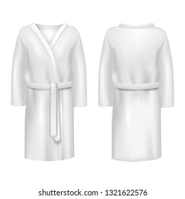 Download Realistic 3d Detailed White Blank Bathrobe Stock Vector Royalty Free 1321622576