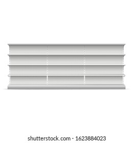 Realistic 3d Detailed White Blank Supermarket Shelves Empty Template Mockup for Shop. Vector illustration of Shelve