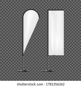 Realistic 3d Detailed White Blank Expo Banner Flag Template Mockup Set. Vector illustration of Mock Up Banners Flags for Business