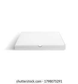 Realistic 3d Detailed White Blank Pizza Cardboard Box Template Mockup Closed View. Vector illustration