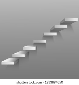 Realistic 3d Detailed White Upward Clear Stairs Symbol of Business Achievement, Success, Progress and Growth. Vector illustration