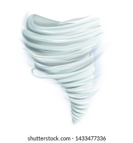 Realistic 3d Detailed Wind Cyclone or Tornado Dangerous Natural Disaster Concept Twisted Vortex Hurricane Isolated. Vector illustration