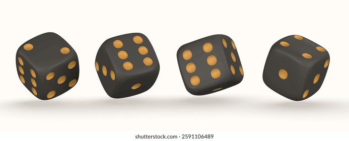 Realistic 3d dice from different sides. Casino game concept. Vector illustration.