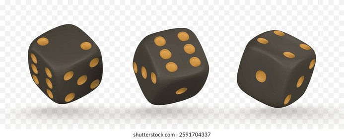 Realistic 3d dice from different sides. Casino game concept. Vector illustration.