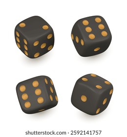 Realistic 3d dice from different sides. Casino game concept. Vector illustration.
