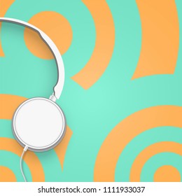 Realistic 3D divided pastel circle coloured headphones with wires