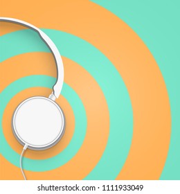 Realistic 3D divided pastel circle coloured headphones with wires