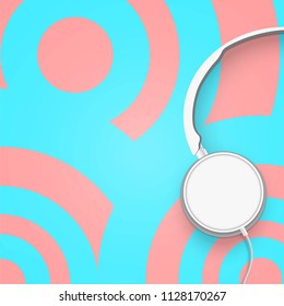 Realistic 3D divided pastel circle coloured headphones with wires
