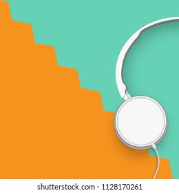 Realistic 3D divided pastel coloured headphones with wires
