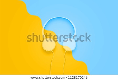 Realistic 3D divided pastel coloured headphones with wires