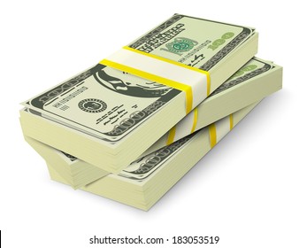 Realistic 3d Dollar Cash Banknotes Stack Money Concept Vector Illustration