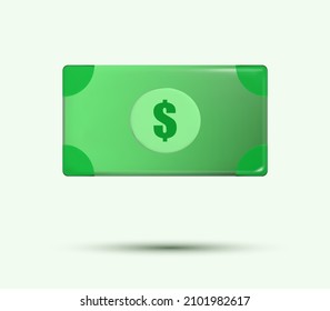 Realistic 3d dollar icon. Isolated bill on a white background. Vector illustration