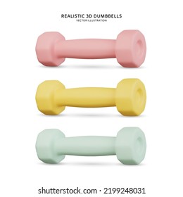 Realistic 3d dumbbells vector illustration 