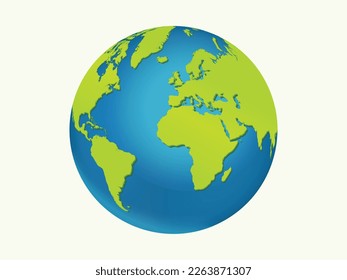 Realistic 3d Earth vector illustration on white background. Earth Day or Save Environment Concept. Save Green concept.