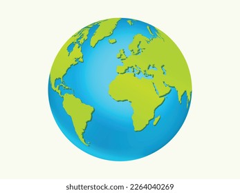 Realistic 3d Earth vector illustration on white background. Earth Day or Save Environment Concept. Save Green concept.