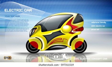 Realistic 3d Electric car infographic concept. Digital Vector Electric car poster with icons. e-commerce business concept