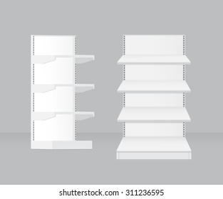 Realistic 3d empty supermarket shelf isolated  vector illustration