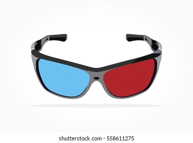 realistic 3d eye glasses illustration from front view with shadow effect