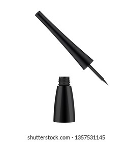 Realistic 3d eyeliner advertising template. Cosmetics. Vector illustration. 