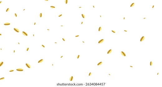 Realistic 3D Falling Golden Confetti Isolated on Transparent Background for Festive Celebrations. Falling shiny golden confetti isolated on transparent background. Bright festive tinsel of gold color.