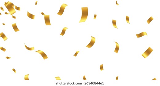 Realistic 3D Falling Golden Confetti Isolated on Transparent Background for Festive Celebrations. Falling shiny golden confetti isolated on transparent background. Bright festive tinsel of gold color.