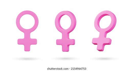 Realistic 3d Female Gender Sign Vector Icon Illustration 