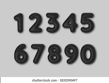 Realistic 3d font color black numbers. Number in the form of metal balloons. Template for products, advertizing, web banners, leaflets, certificates and postcards. Vector illustration.