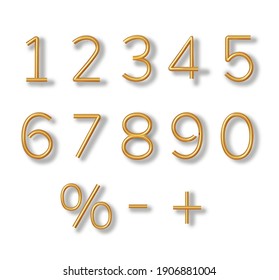 Realistic 3d font color gold numbers Number in the form of metal balloons. Vector illustration.