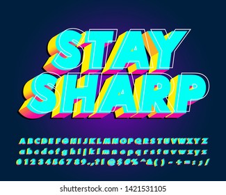 Realistic 3D font effect, modern alphabet design