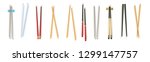 Realistic 3d Food Chopsticks Set Different Types. Vector illustration of Traditional Asian Bamboo Utensils Color Chopstick. Vector illustration 10 eps.