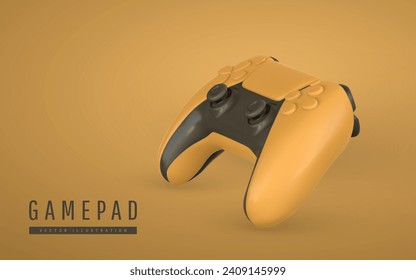 Realistic 3d game pad in cartoon style. Game stick, controller, video game console. Game concept. Vector illustration.