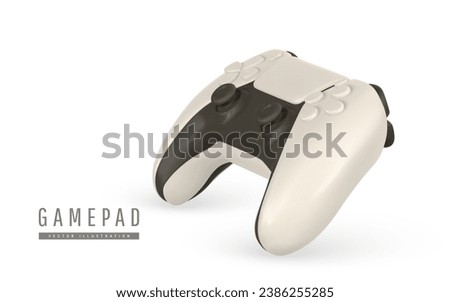 Realistic 3d game pad in cartoon style. Game stick, controller, video game console. Game concept. Vector illustration.