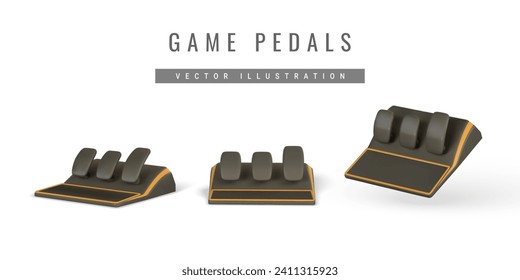 Realistic 3d game pedals. Game stick, controller, video game console. Game concept. Vector illustration.