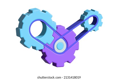 Realistic 3d gear isolated on white. 3d vector team work concept. 