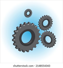Realistic 3D gear wheels used in various mechanics