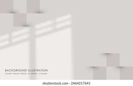 Realistic 3D Geometric Wall Abstract Background 3D Square Shape Color Ash Copy Space Area EPS 10