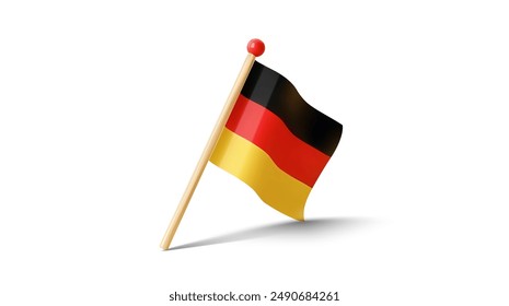 Realistic 3D German Flag, National Symbol. Isolated Vector Flag on Transparent Background, Symbolizing Germany and National Pride for Creative Projects