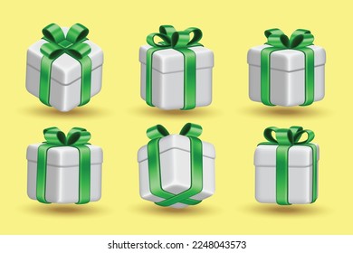 realistic 3d gift box ornament set collection design vector graphic