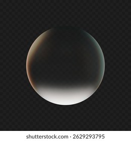 Realistic 3D glass sphere with a smooth gradient and subtle highlights. Isolated on a dark background. Vector illustration glossy ball surface, ideal for mockups or digital designs.