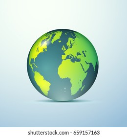 Realistic 3d globe icon with smooth gradients. Planet Earth vector illustration
