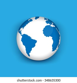 Realistic 3D globe icon of the world map