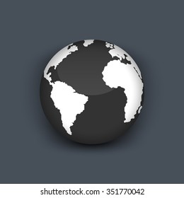 Realistic 3D globe icon of the world map