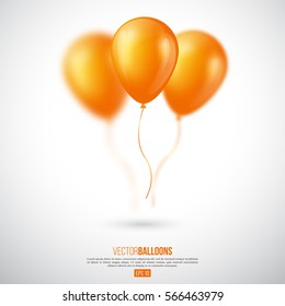 Realistic 3D glossy ballons with blur effect. Decorative element for party invitation design. Vector illustration.