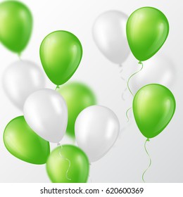 Realistic 3D glossy balloons with blur effect. Decorative element for party invitation design. Vector illustration.