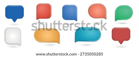 Realistic 3d glossy speech bubble text, message box, chatting box. Decorative 3d element, chat dialogue icon, empty speak bubble symbol.